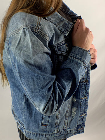 denim jacket, distressed denim