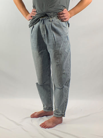 tea and rose, jeans, distressed